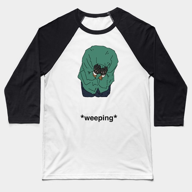 Peep Show Weeping Baseball T-Shirt by tommytyrer